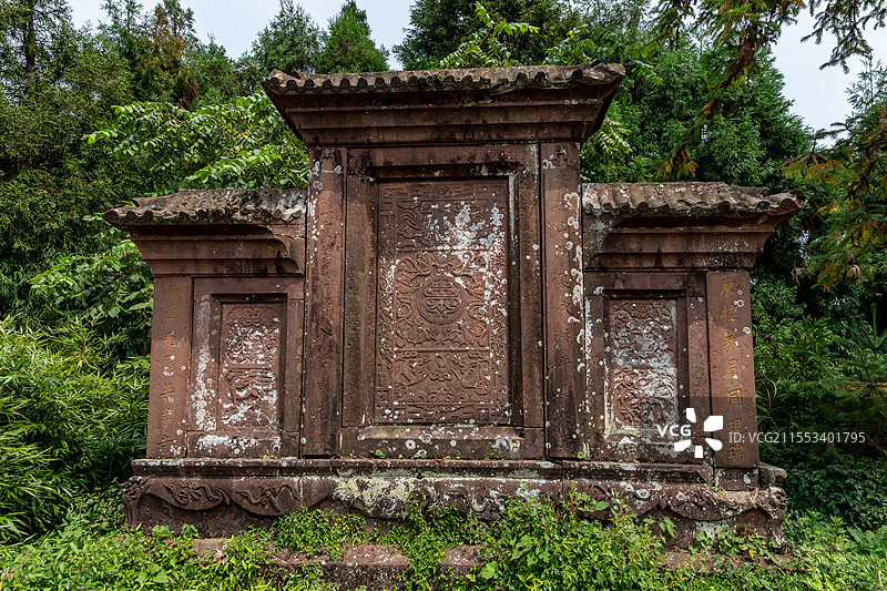 周公山石头建筑寺庙废墟图片素材