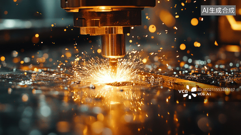 【AI数字艺术】金属钻头工业钻床钢坯打孔金属加工行业背景图片素材