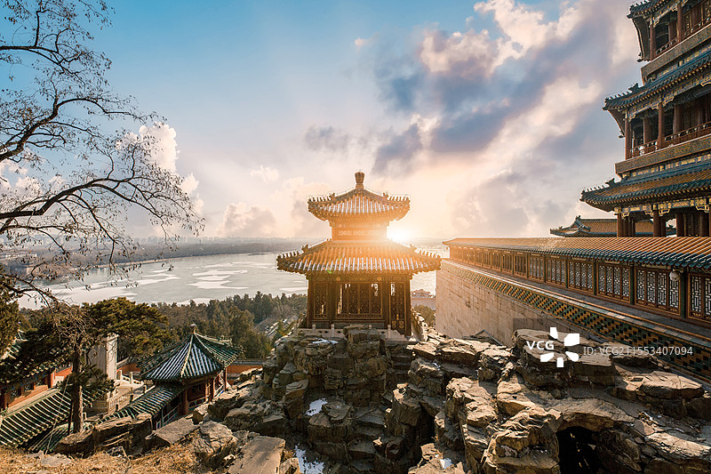 北京市冬至日颐和园冬季户外风光图片素材