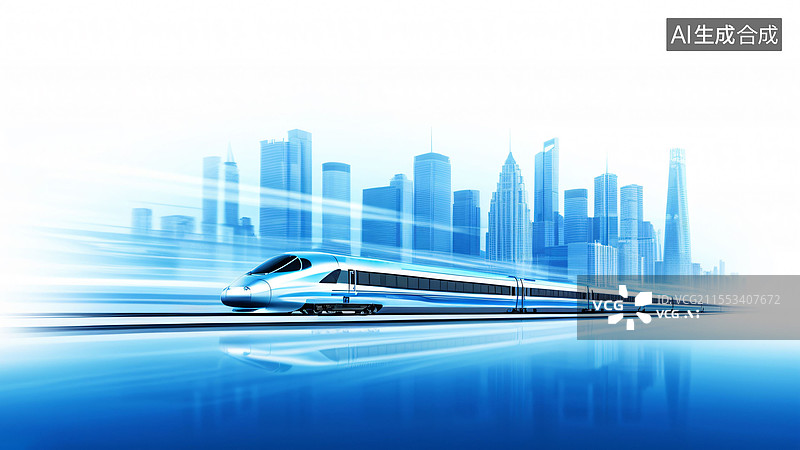 【AI数字艺术】高铁城市插画图片素材