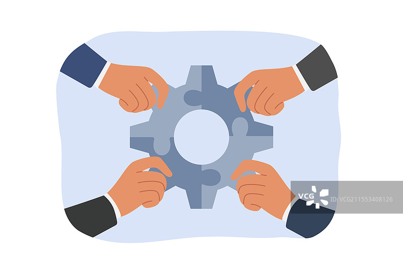 商业人士手持碎片的协同作用图片素材