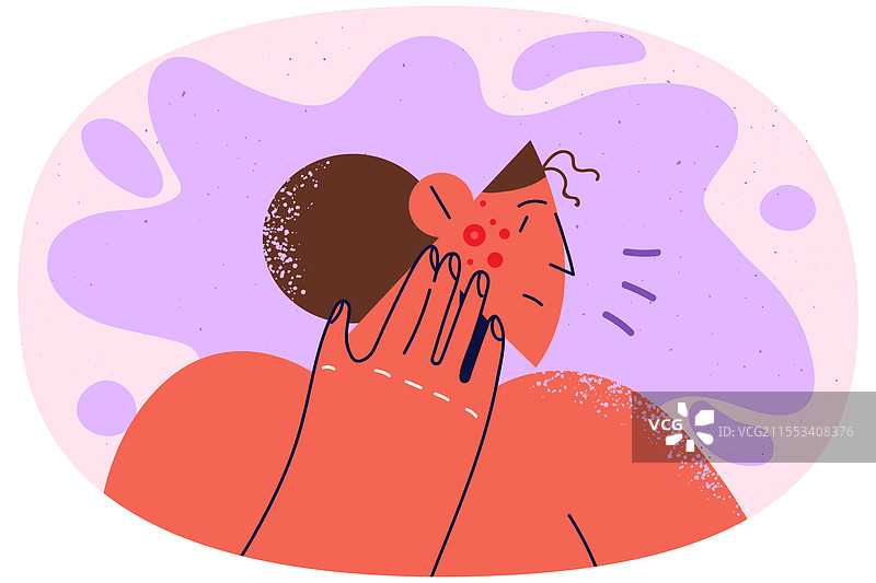 面部有痘痘的忧伤女性感到痛苦图片素材