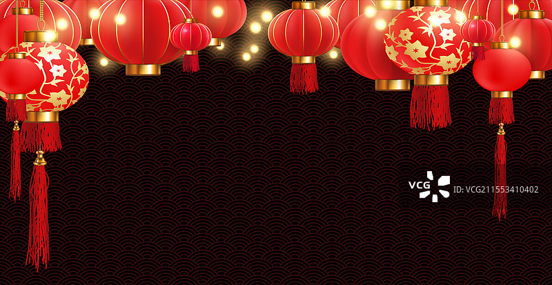 中国新年一组中国灯笼放在一个图片素材