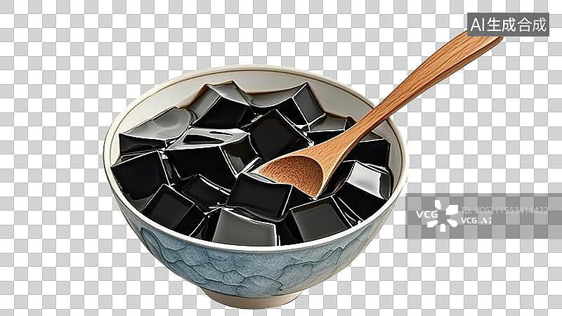 【AI数字艺术】龟苓膏-广西特色传统美食土特产小吃插画图片素材