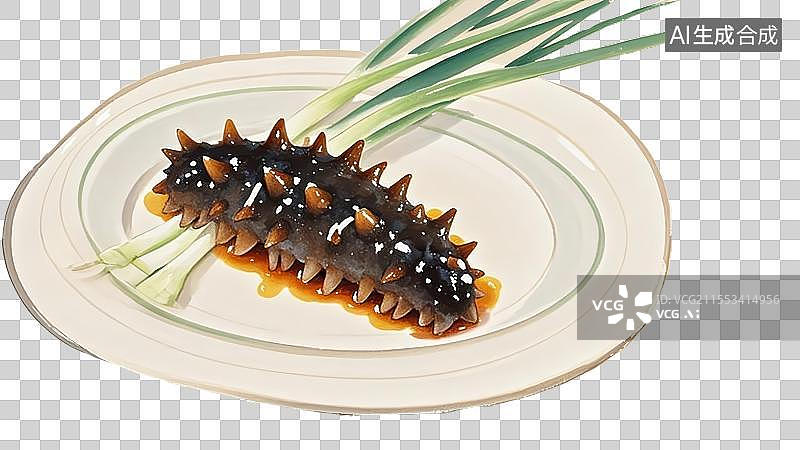 【AI数字艺术】美味的海鲜海参葱烧海参滋补养生图片素材