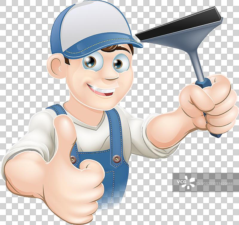 点赞的窗户清洁工图片素材