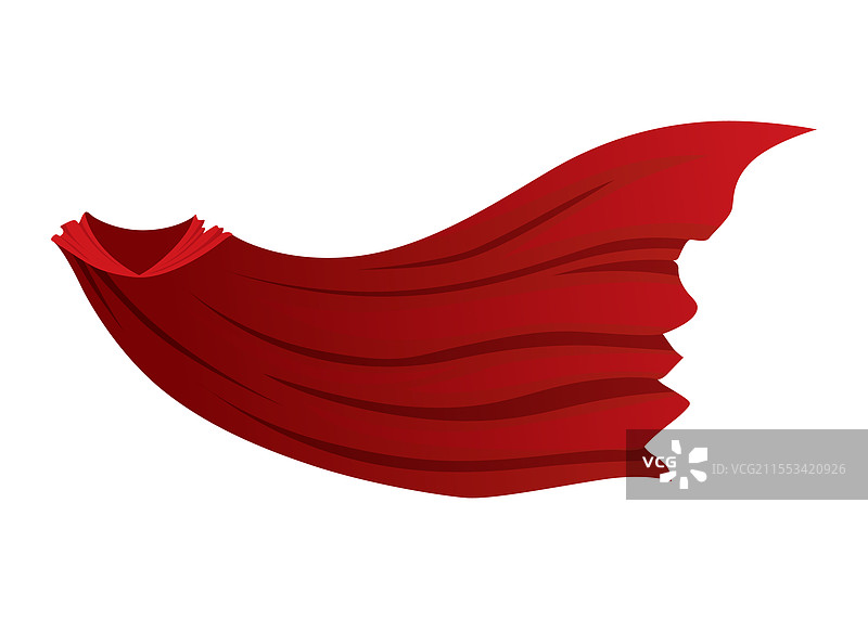 红色斗篷超级英雄正面视图，鲜红色面料图片素材