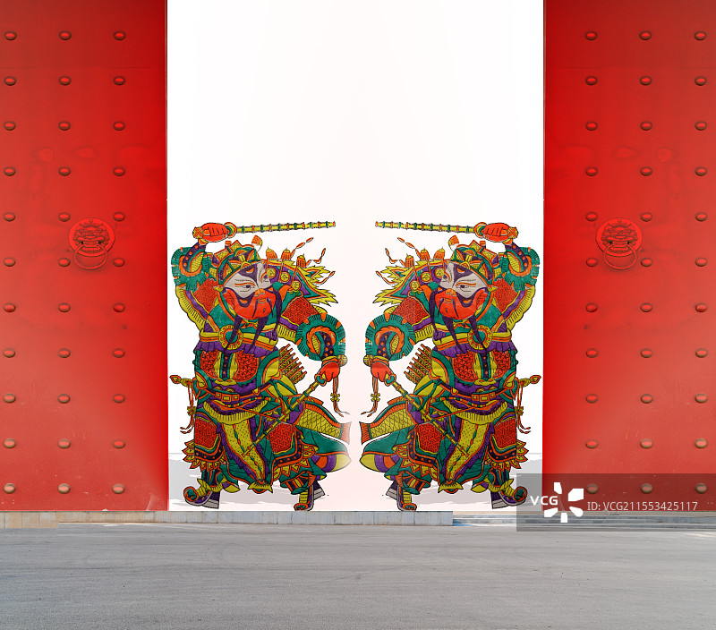 开封，非遗，木版年画，步下鞭，抱鞭门神，大门图片素材