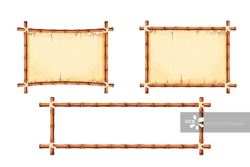 竹框与古老的羊皮纸图片素材
