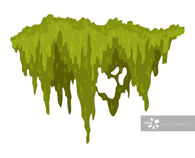 卡通丛林苔藓形状的绿色沼泽苔藓图片素材