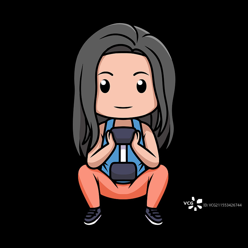 女孩在黑暗中以小巧可爱的角色姿势站在队伍中图片素材