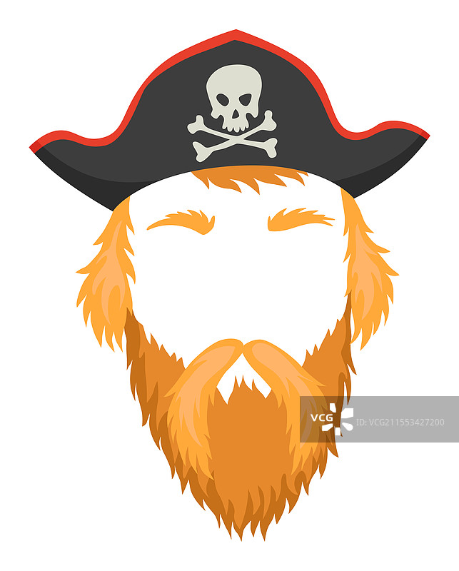 海盗面具卡通脸部装饰 - 帽子和胡须图片素材