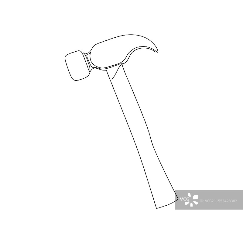 简单平面的锤子连续线条画图片素材