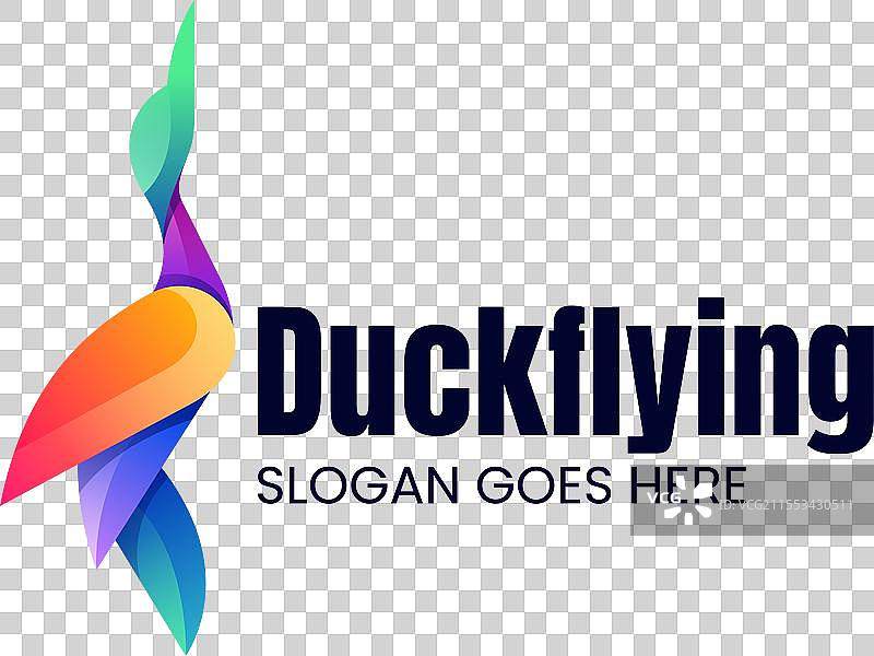 彩色渐变风格的鸭子logo图片素材