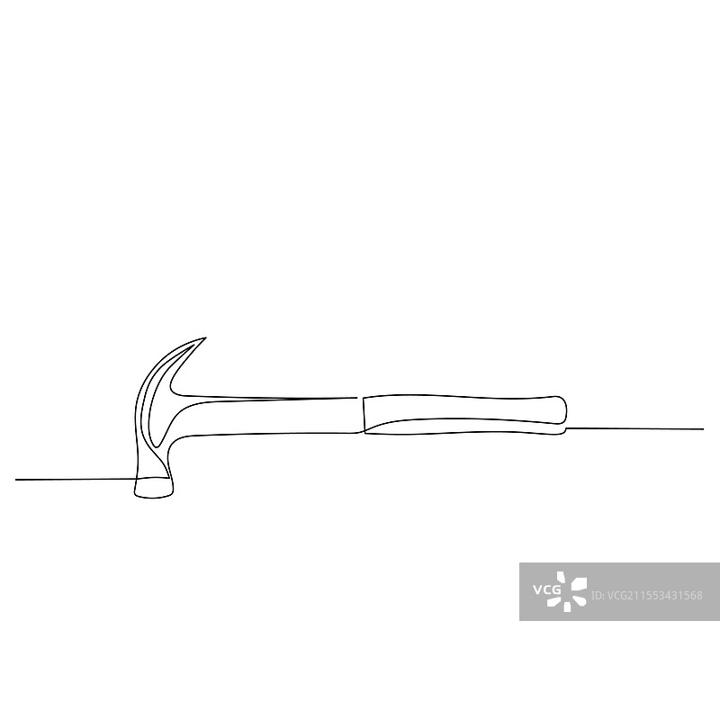 简单的锤子工具连续线条画图片素材
