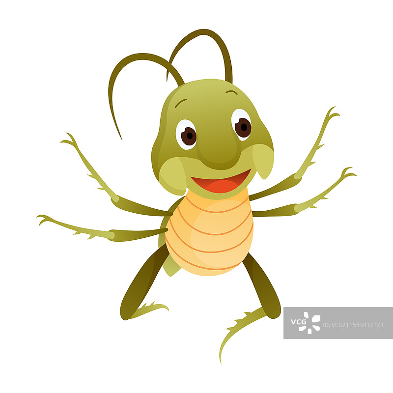活泼的卡通蚱蜢角色在动态中图片素材