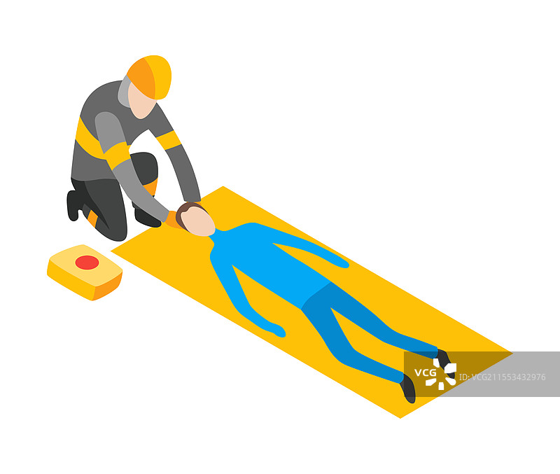 消防员等距图标与消防员图片素材