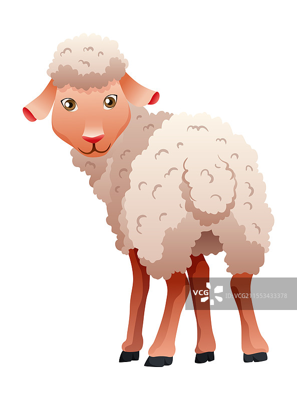 小羊羔卡通形象扁平设计图片素材
