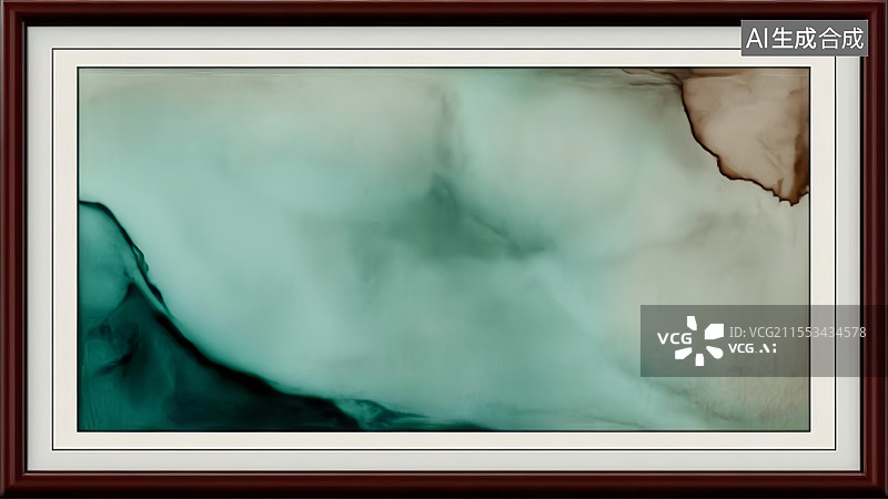 【AI数字艺术】禅意极简水墨装饰画 - 赭石烟青渐变8K超清商业印刷素材图片素材