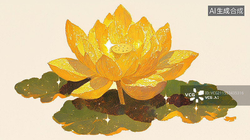 【AI数字艺术】金色荷花图片素材