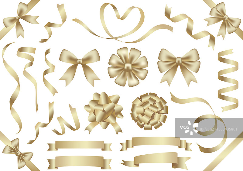 香槟金色丝带套装图片素材