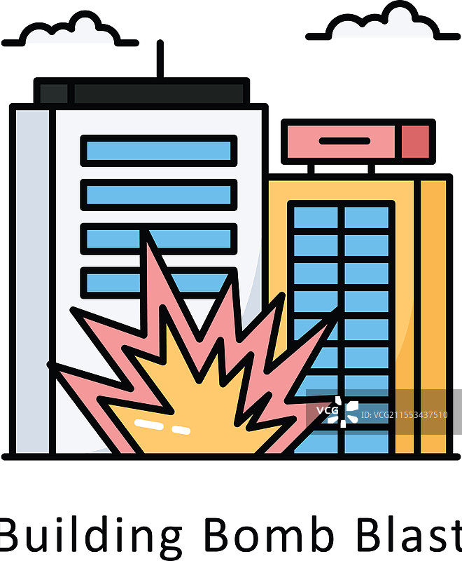 建筑物爆炸后满是碎片图片素材