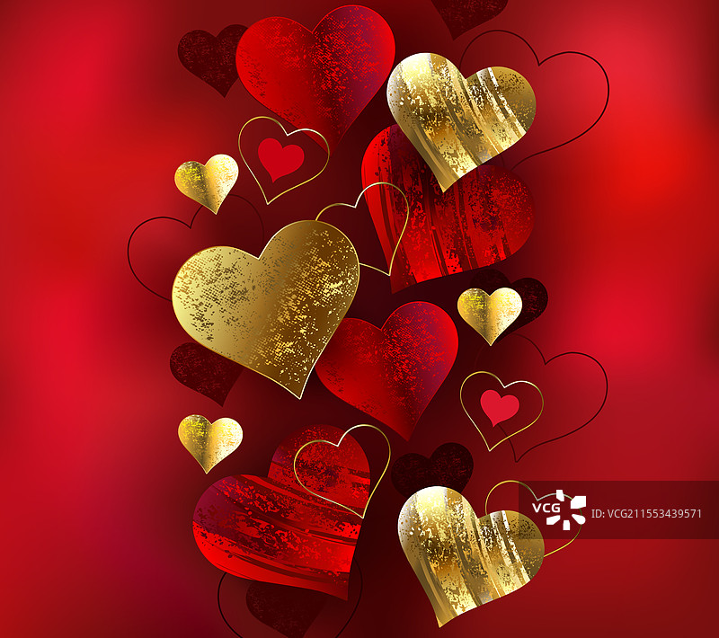 金色和红色的情人节装饰图片素材