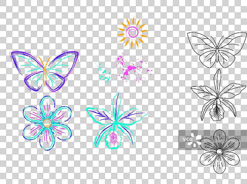 霓虹色的神秘自然物体剪贴画图片素材