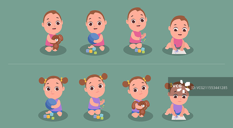 儿童玩耍角色设计图片素材