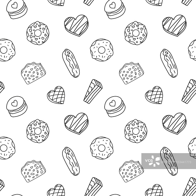 巧克力甜点涂鸦无缝图案图片素材