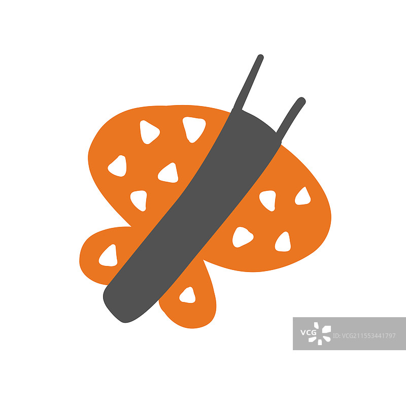 一只鲜艳的橙色蝴蝶，带有白色斑点和图片素材