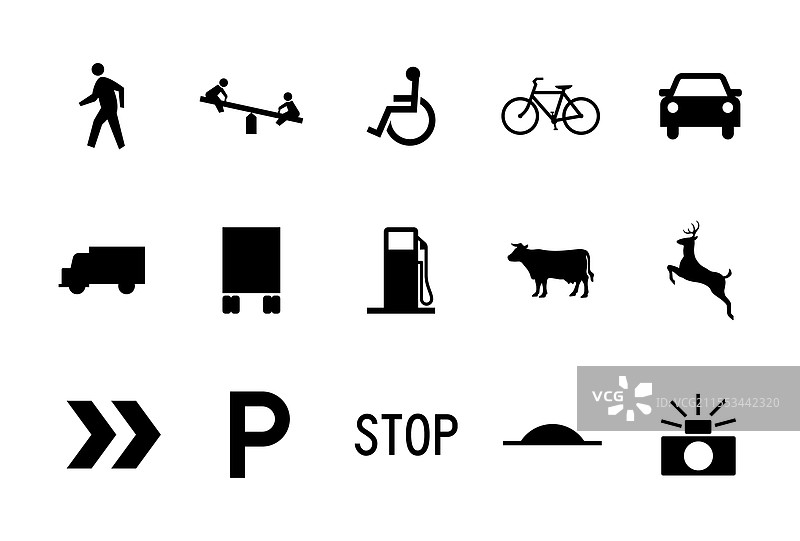 道路标志孤立集合图片素材