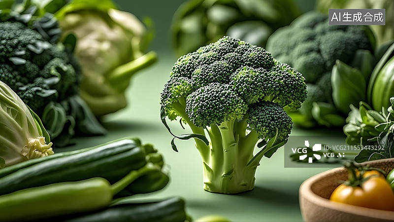 【AI数字艺术】绿色蔬菜海报背景图片素材