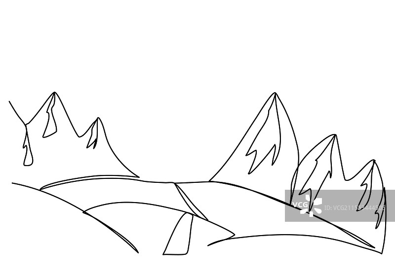 山间公路单线条画图片素材