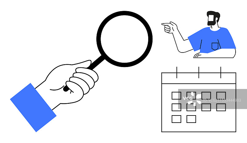 手持放大镜的人指着某处图片素材