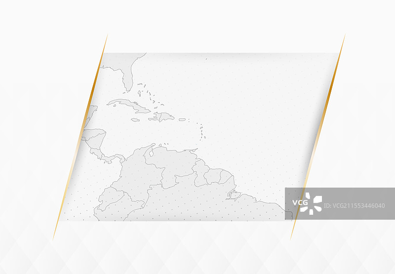 格林纳达蓝色地图，配有金色边框装饰图片素材