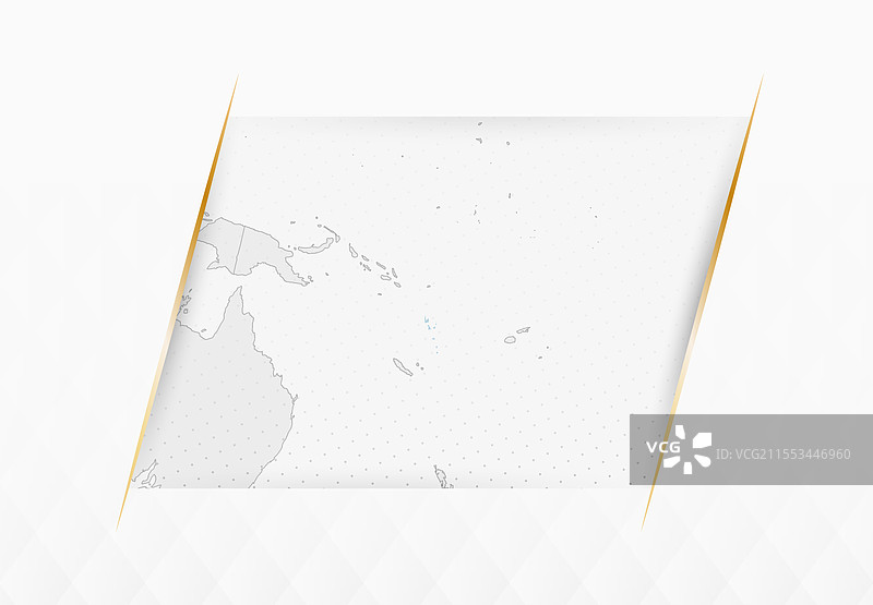 瓦努阿图蓝色地图，配有金色边框装饰图片素材