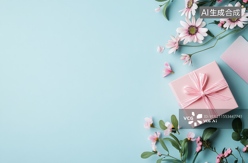 【AI数字艺术】浪漫礼物节日气氛背景图片素材
