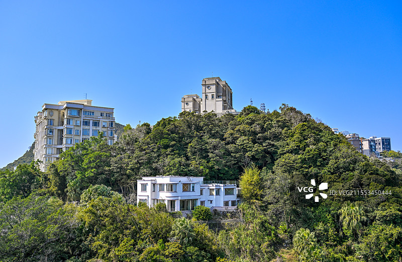 香港特别行政区太平山顶凌霄阁香港全景图片素材