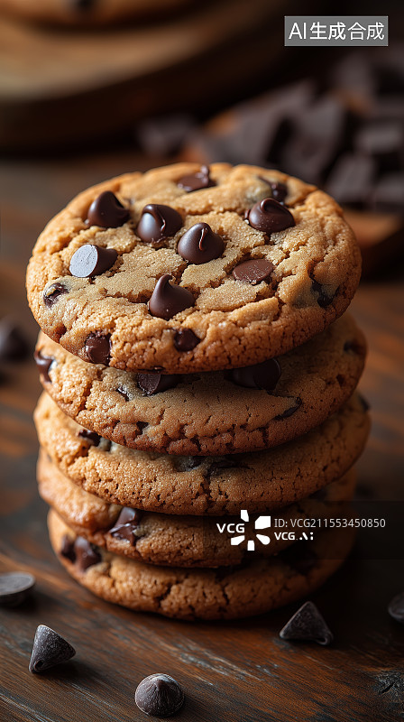 【AI数字艺术】桌上巧克力饼干特写图片素材