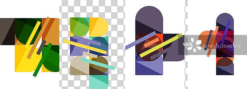 一组多彩的几何形状在白色背景上图片素材