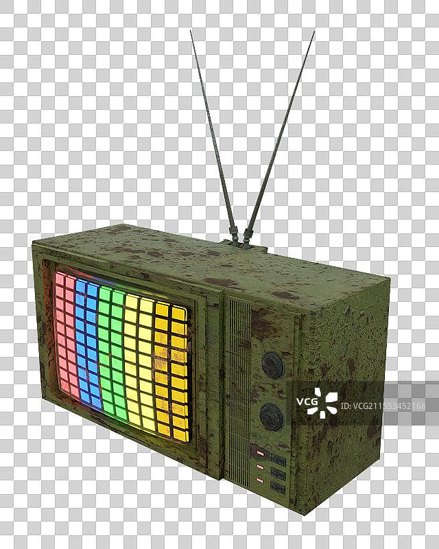 老式电视机的侧视图图片素材