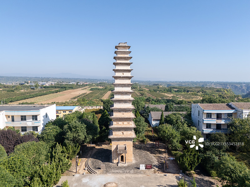 陕西省渭南市合阳县百良镇寿圣寺塔 唐塔 贞观 宗教 佛教 古塔 宝塔图片素材