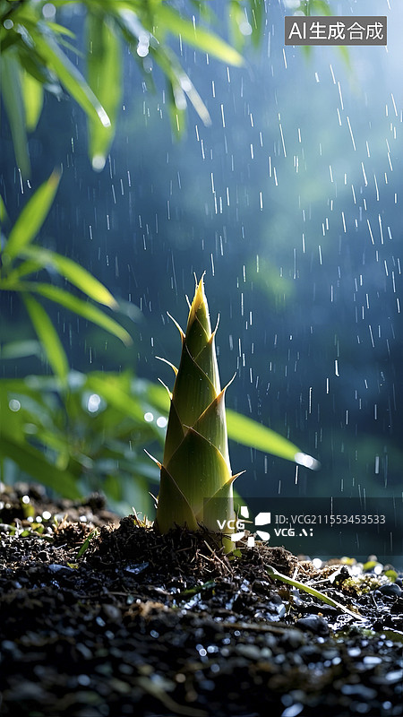 【AI数字艺术】竹林里的春笋图片素材