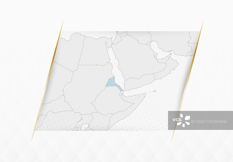 蓝色的厄立特里亚地图，配有金色边框装饰图片素材