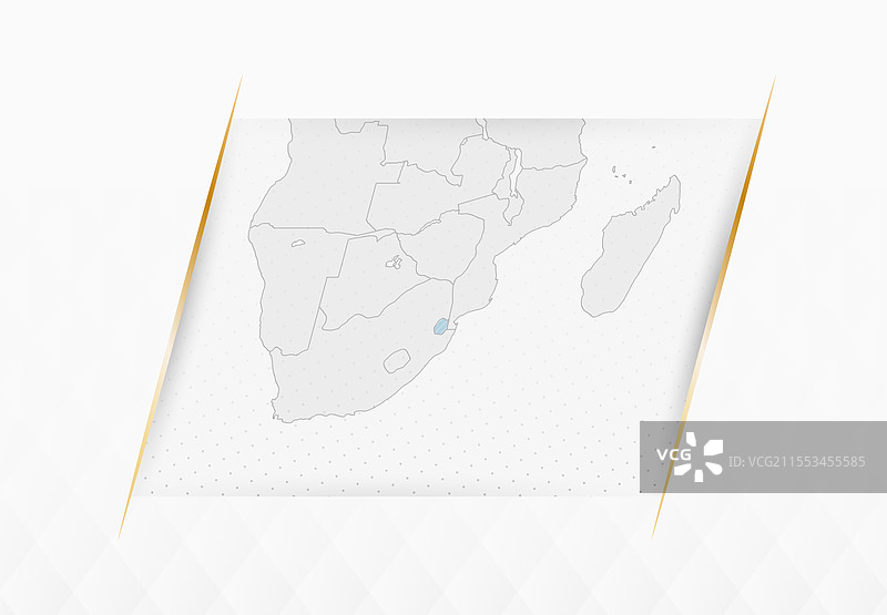 斯威士兰蓝色地图，配有金色边框装饰图片素材