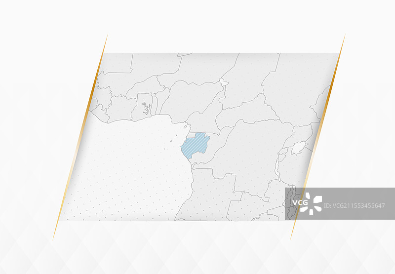 现代蓝色刚果地图，配有金色边框装饰图片素材