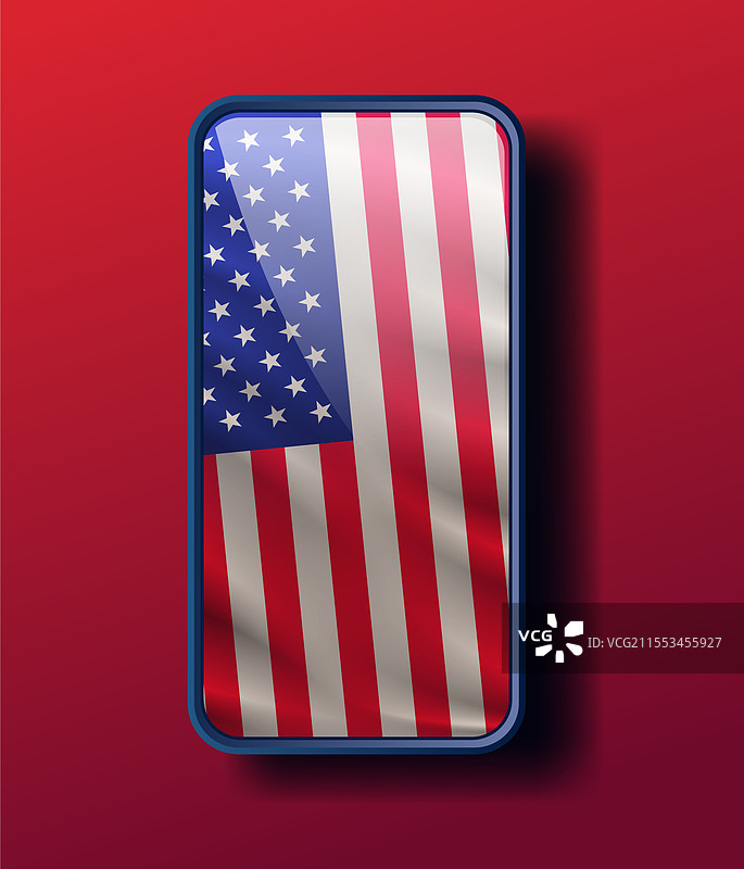 美国国旗在智能手机屏幕上图片素材