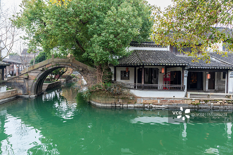 江苏苏州吴江黎里古镇冬季风光图片素材