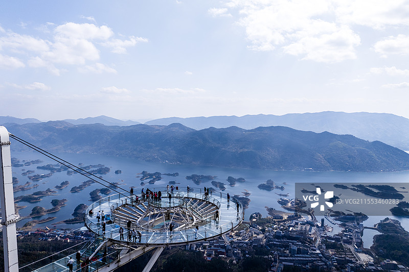 湖北黄石仙岛湖天空之城航拍景观图片素材
